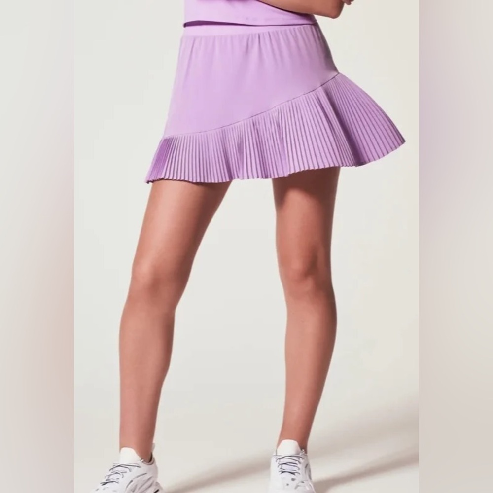 SPANX Women’s Pleated Skort Skirt Booty Boost Solid Lilac Pocket Athletic Small